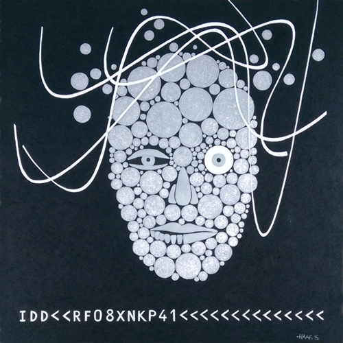 Gemälde von Sabine Haag: Zeitgeist, Acryl, Alu, Marmormehl, Silber-Glitter auf LW, 70 x 70 cm