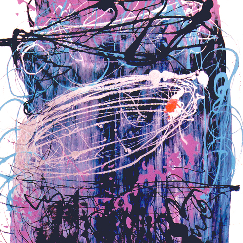 Raumschiff, 50x70cm, Actionsiebdruck/Papier