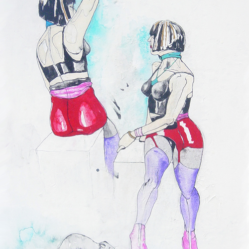 Wanderratte, 70x90cm, Tusche/Plaka/Leinwand